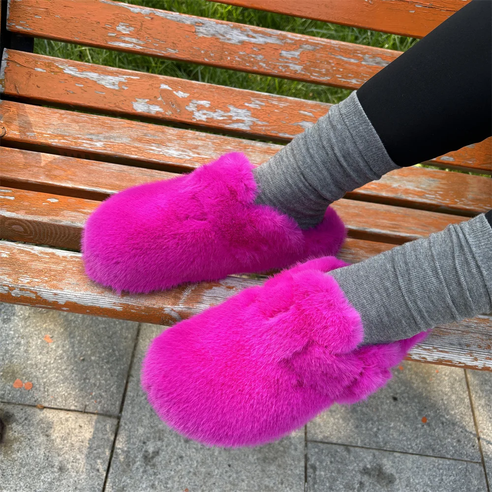 Fashion High Quality Faux Fur Muller Shoes With Arch Support Soft Footbed Slides Mink Mules Outdoor Cork Clogs Slipper for Women