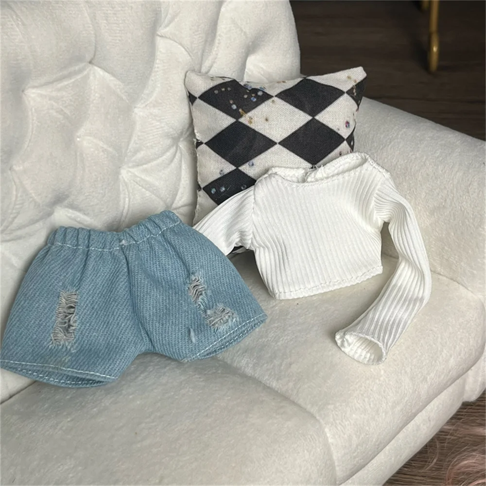 Vestiti per bambole BJD adatti per taglia 1/6 Maglione lavorato a maglia stile college gonna a pieghe set di vestiti accessori per bambole (2 punti)