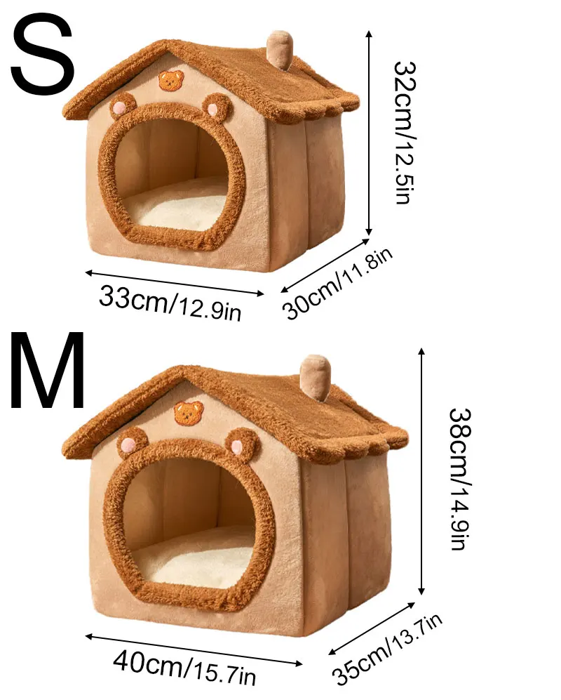 Faltbares Haustierhaus Abnehmbares Waschbares Katzenbett Indoor Warmes Hundebett mit Kissen Geeignet für Kleine Mittlere Große Haustiere – Detail 2