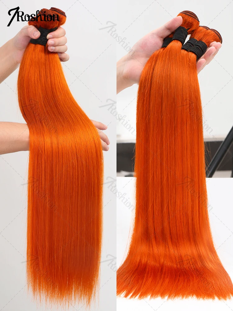 30 بوصة البرتقال الزنجبيل حزم مستقيمة 100% الشعر البشري عذراء الخام نسج 1/2/3 قطعة الملونة البرازيلي السائبة حزم الشعر للنساء #1