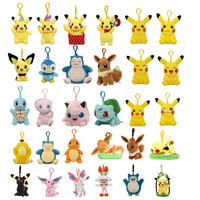 New 20pcs Pik Psy Cha Me Sno Squ Jig Syl Umb Poke Ball Mew Snorlax Eevee Squirtle Pikachu10-17CM Plush Clip Keychain Pendant