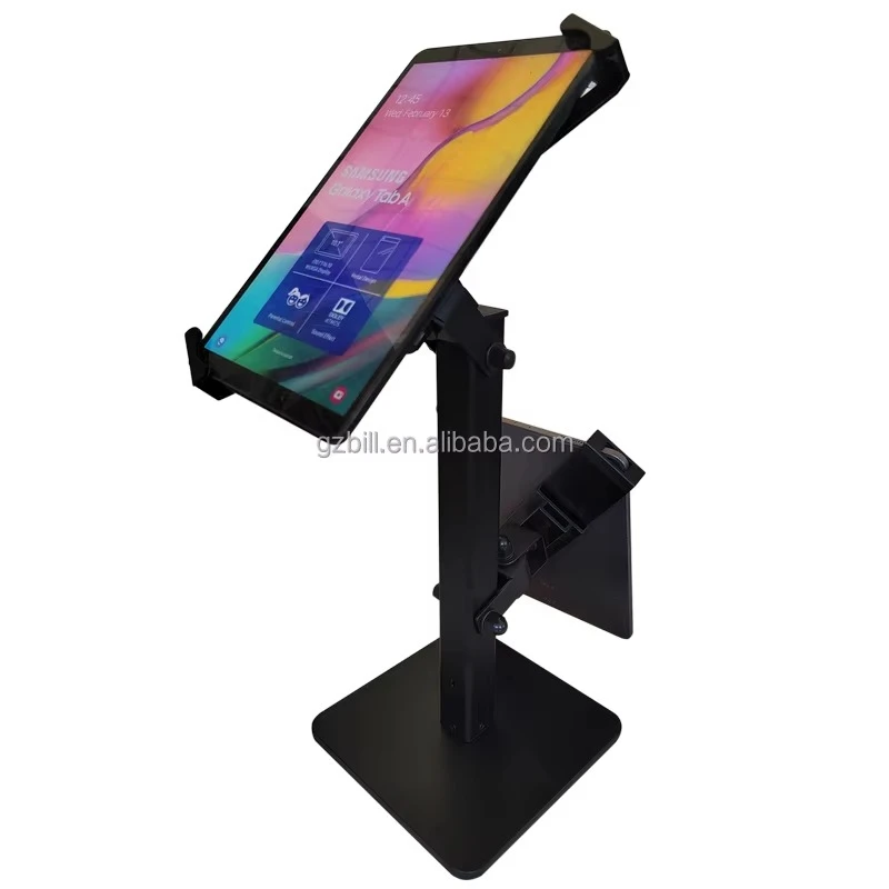 Double-screen Tablet Countertop Stand Universal POS Mount With Security Lock