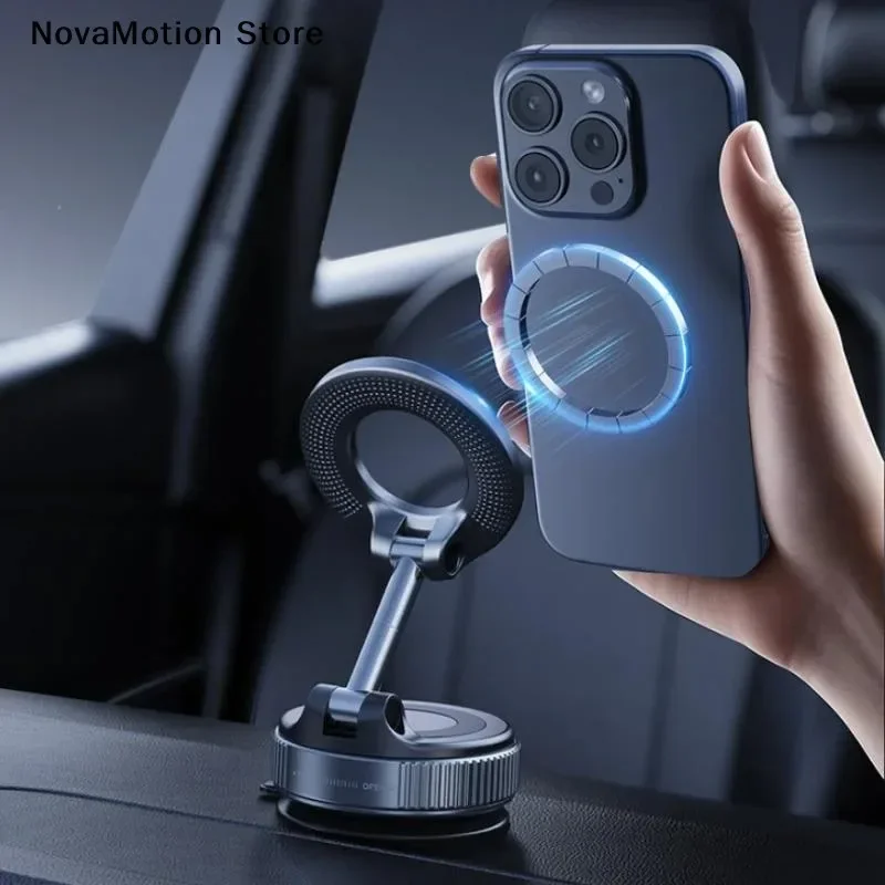 Faltbarer Starker Magnet Magnetischer Telefonhalter 360° ° Drehbarer Schreibtisch-Auto-Staubsauger mit Saugnapf für Windschutzscheibe und Armaturenbrett, Handyhalterung – Detail 8