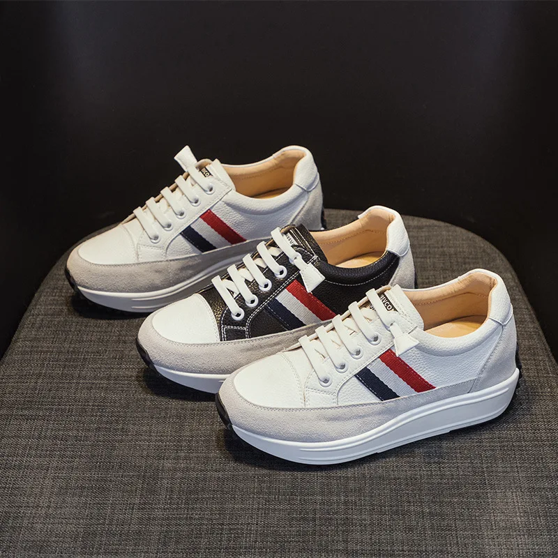 Women's shoes 2026 Korean style 8cm thick sole with increased height  color blocking and versatile women's sports shoes