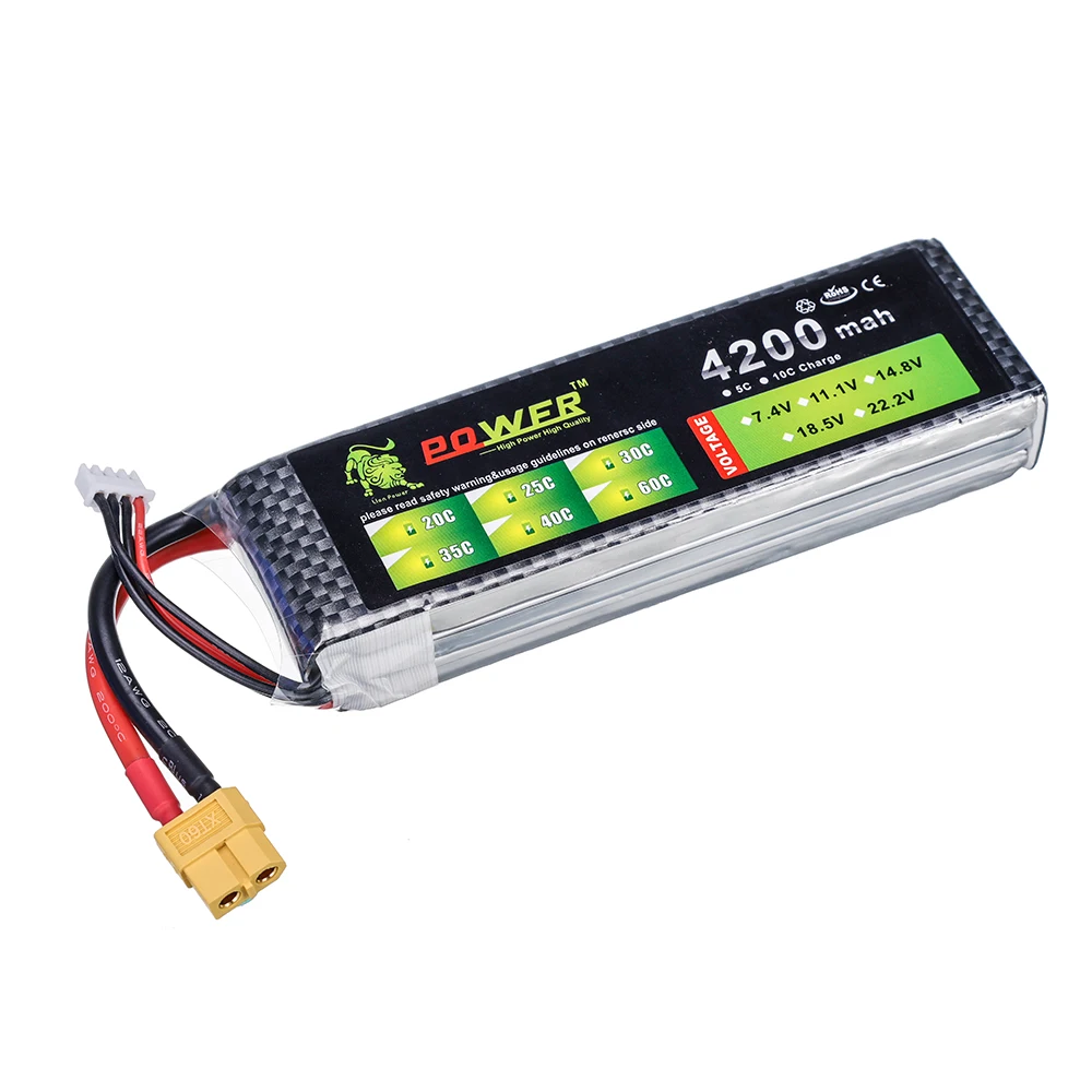 Lion Power Battery 3s 11.1v 4200mAh 50C High Capacity LiPo Batteryfor RC Helicopter RC Car Boat Quadcopter Remote Control Parts