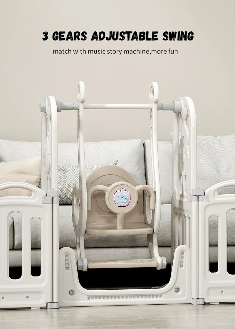 روضة أطفال داخلية حديثة ألعاب أرجوحة للأطفال سياج بلاستيكي ساحة لعب ملعب قابلة للطي للأطفال الصغار للاستخدام المدرسي #3