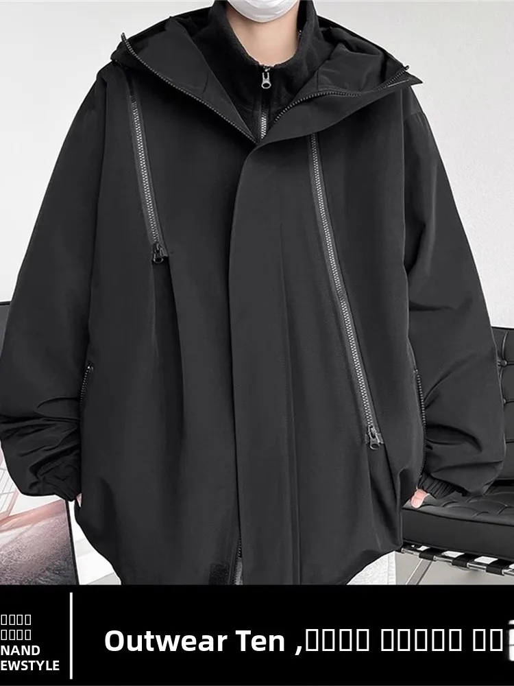 

Мужская пуховая куртка 3-в-1: осенняя, ветрозащитная, водонепроницаемая, для активного отдыха, американского функционального стиля, рабочая одежда