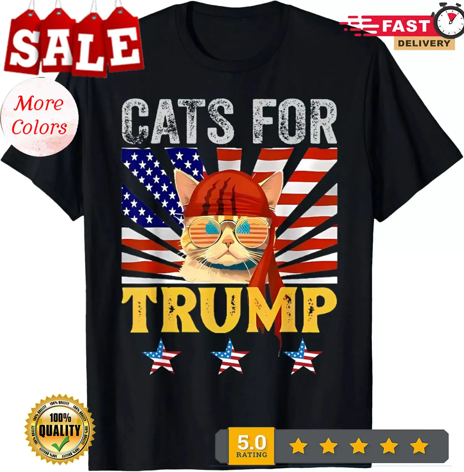 Cats For Trump 2024 Funny Tee For Vance Trump 2024 T-Shirt