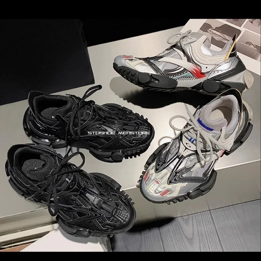 Chunky Sneakers Paris Fashion 2025 Spring New Crocodile Cool Shoes for Men and Women Thick Soled Height Increasing Dad Shoes