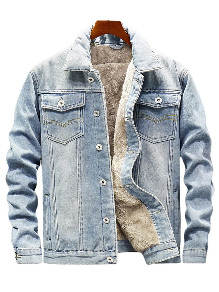 Winter Denim Thicker Warm Jacket Men's Fashion Cotton Padded Jacket Plus Size Top