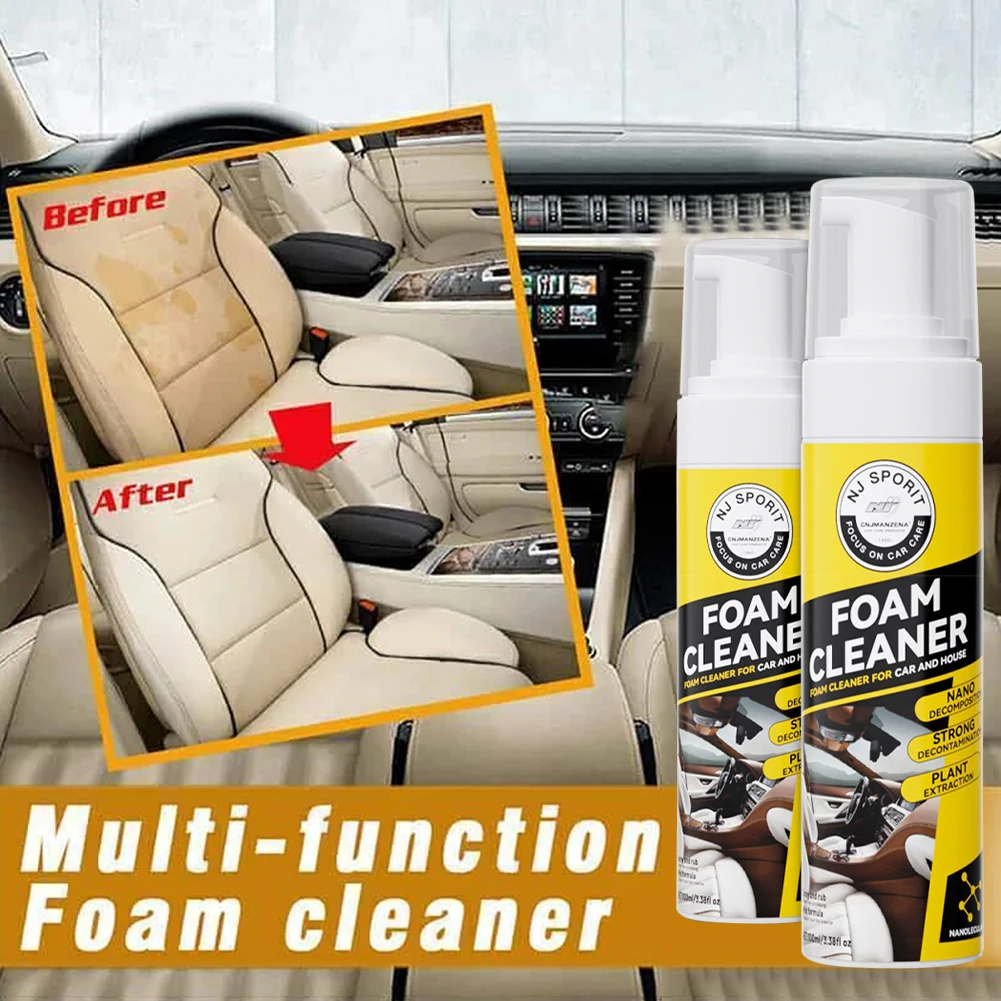 200ML Car Interior Foam Cleaner Spray Powerful Decontamination Leather Seat Plastic Part Foam Cleaning Auto Maintenance Tool