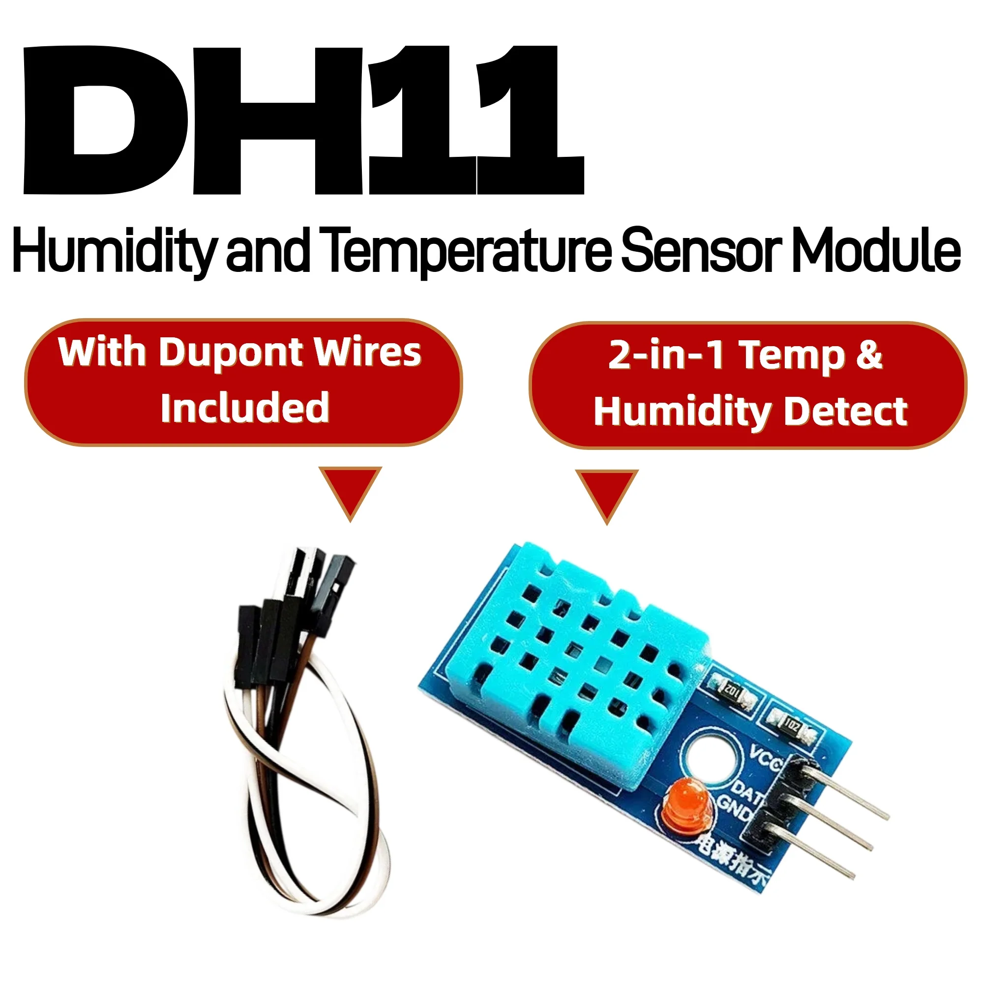 1‑10PCS DHT11 Temperature And Humidity Sensor Module 3Pin Digital Sensor With Wire For Arduino Raspberry Pi