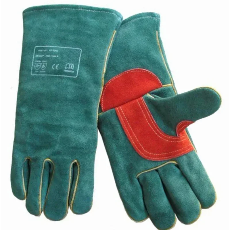 

Cow Leather Welding Work Glove Green Warm Winter Heat Resistant Forge Long Cuff Thermal BOA Lining Grill BBQ Flame Retardant