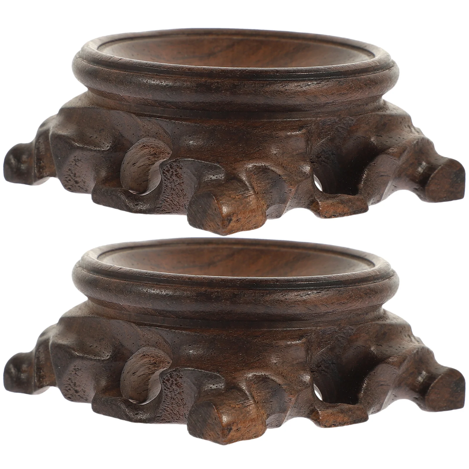 

2Pcs Solid Wood Crystal Ball Display Stand Carving Display Pedestal Sphere Holder for Home Office Decorative Wooden Base