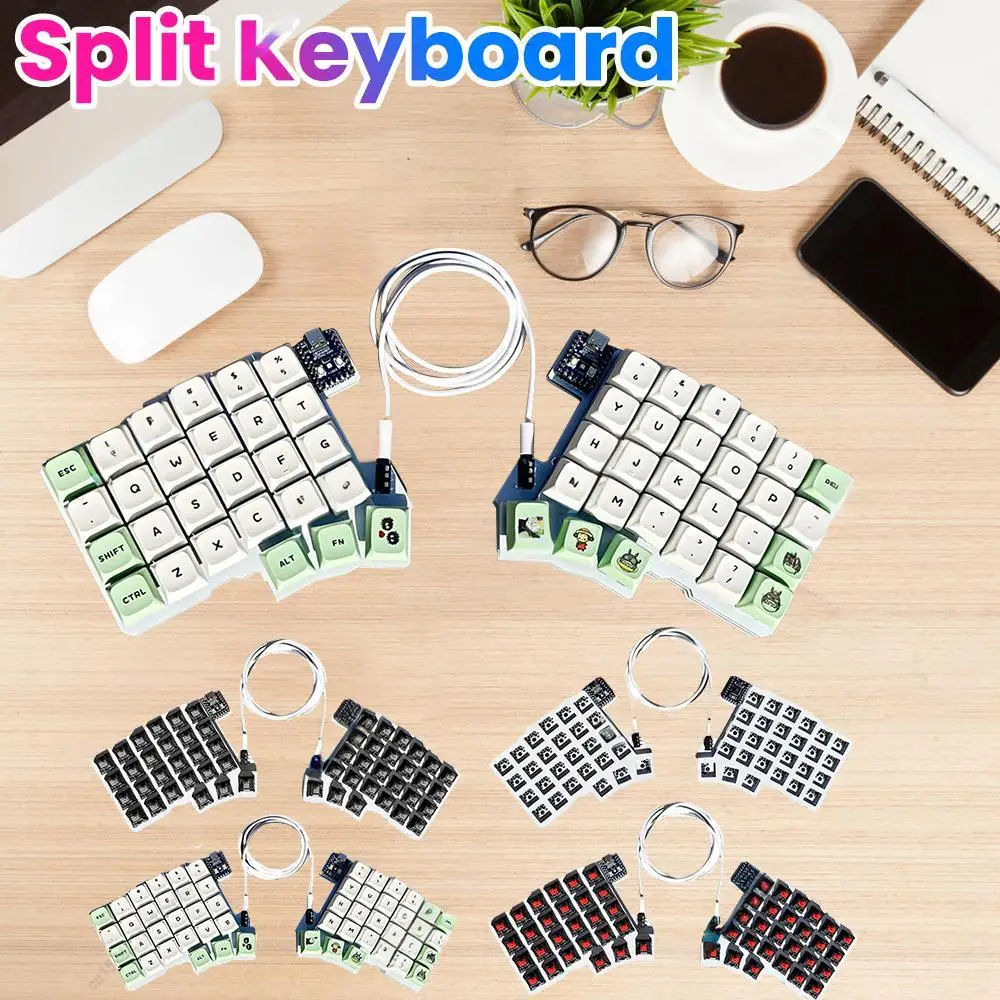 

54 keys Split Keyboard Wired Ergonomics Keyboard Hot Swap Support QMK/VIAL RP2040 Zero Development Board for PC Gamer