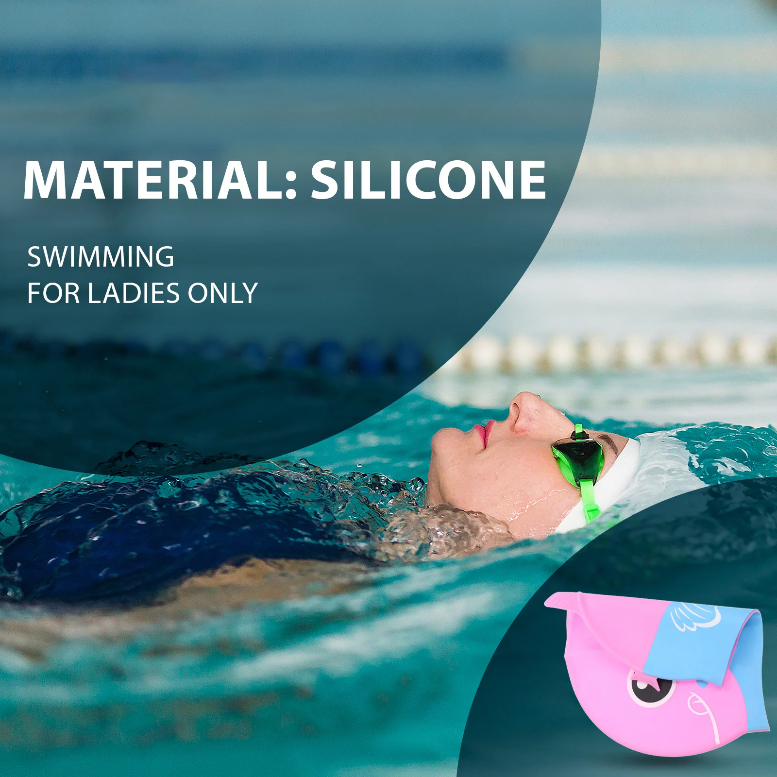 หมวกว่ายน้ำการ์ตูนซิลิโคนยืดหยุ่นสำหรับกันน้ำ ปกป้องศีรษะอย่างสบาย อุปกรณ์ว่ายน้ำ