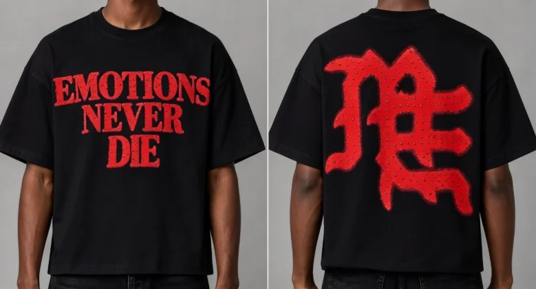 2026 New Best-Seller Trending Red Gothic Letter Graphic Oversized Short Sleeve T-Shirt, Streetwear Enthusiasts Daily Wear Item