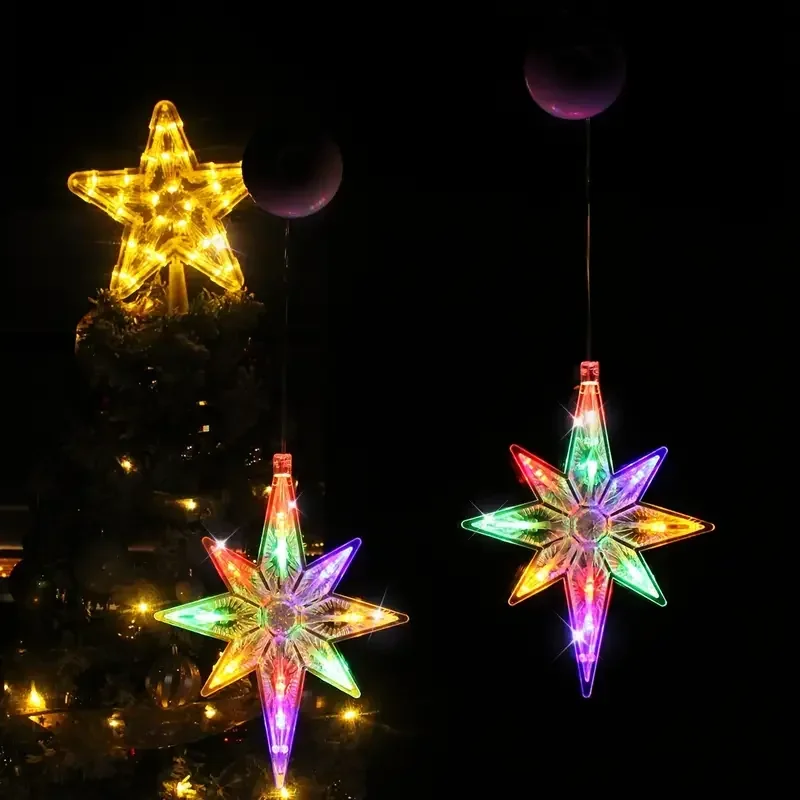 Polaris Sucker String Lights Decoración de ventanas - Luces de cortina con pilas, para Navidad/Año Nuevo/Boda/Decoración del dormitorio del hogar