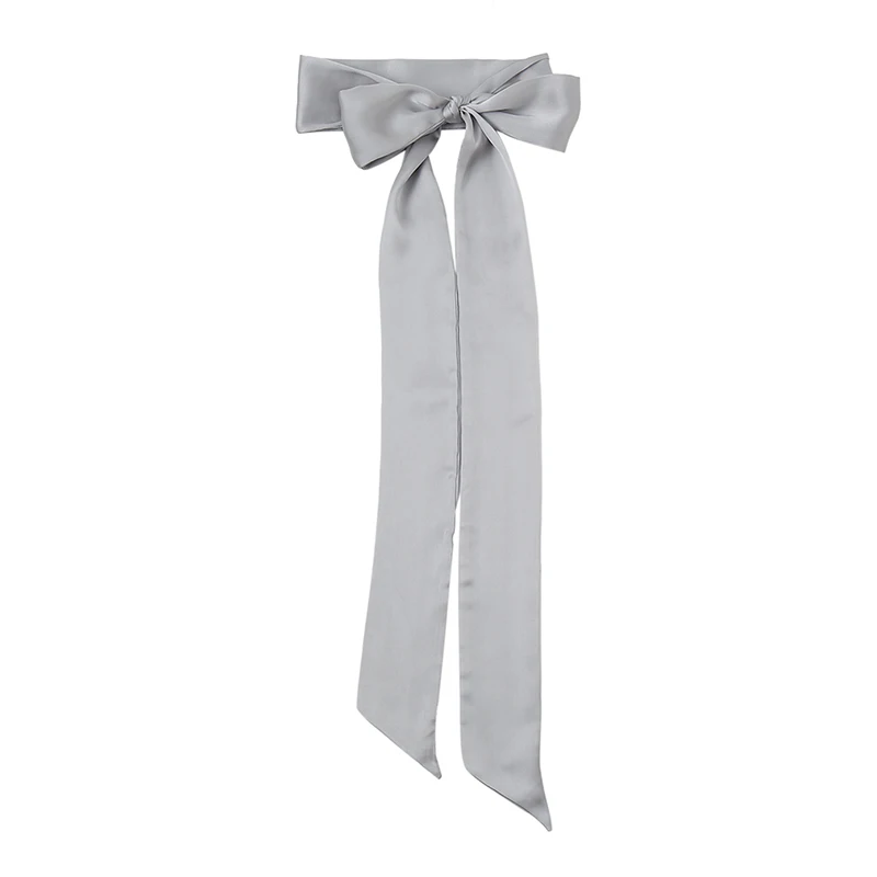 Elegant Women Narrow Long Scarf Silk 200x5cm Chic French Gentle Elegant Chiffon Silk Tie Letter Print Bag Ribbon Headband Choker