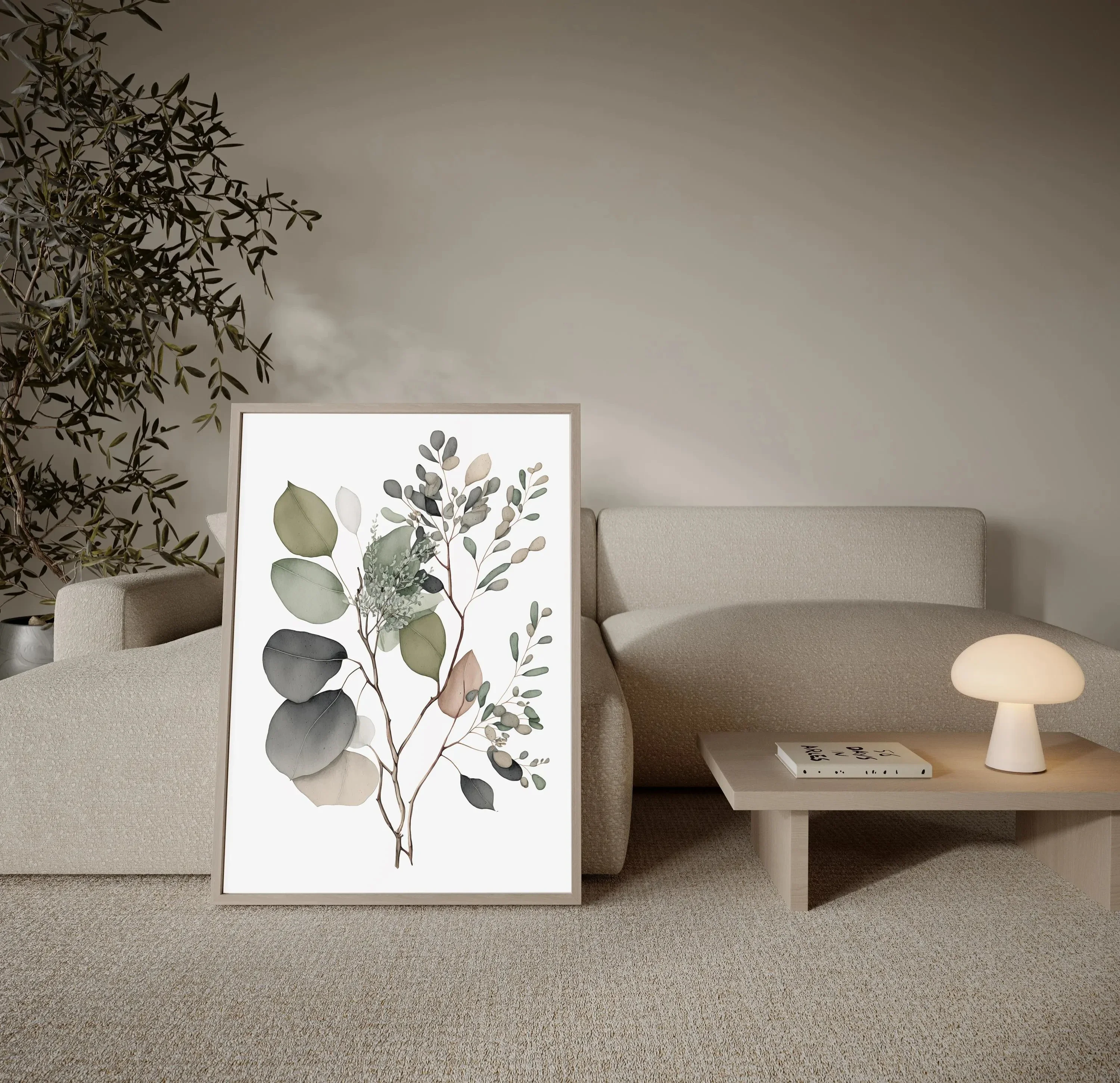 Multiple sizes 3pcs frameless Canvas Painting,Set of 3 Botanical Wall Prints, Minimalist Plant & Flower Posters, Natural Art Pri
