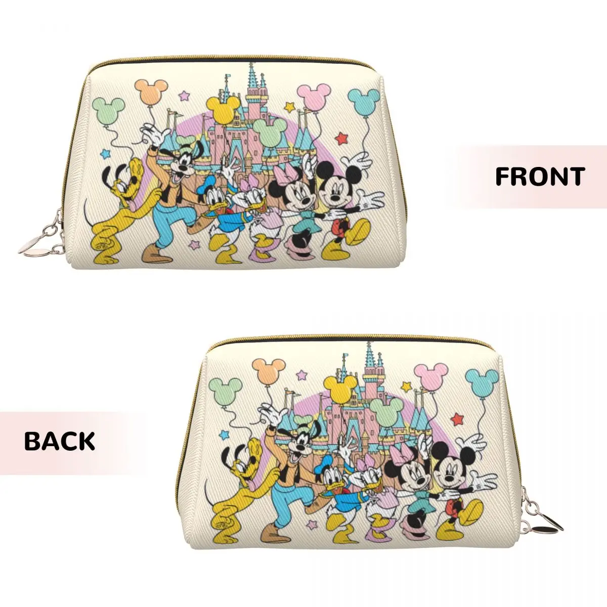 Cute Micky Minnie Mouse Cartoon Cosmetic Bag Makeup Bag Merch Large Capacity Zipper Toiletry Case