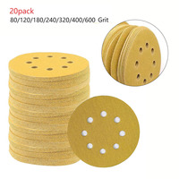 20pcs 5 Inch 8-Hole 125mm Sanding Discs Sanding Polishing Sandpaper Grit 80/120/180/240/320/400/600 For Metal Polishing