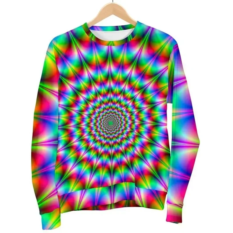 3D Long Sleeve Vintage Optical Illusion 3D Print T Shirt Men Women Kids Fashion Dizzy Funny Streetwear Oversized Graphic Tee