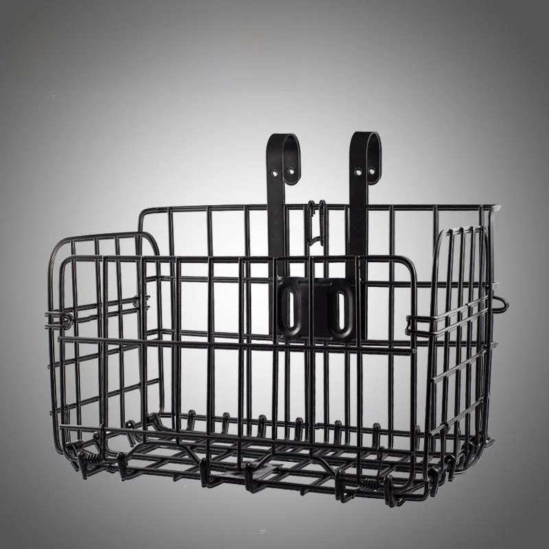 

Утолщенная передняя корзина для велосипеда, корзина для горного велосипеда с крышкой, складная металлическая корзина большого размера с креплением на крюк