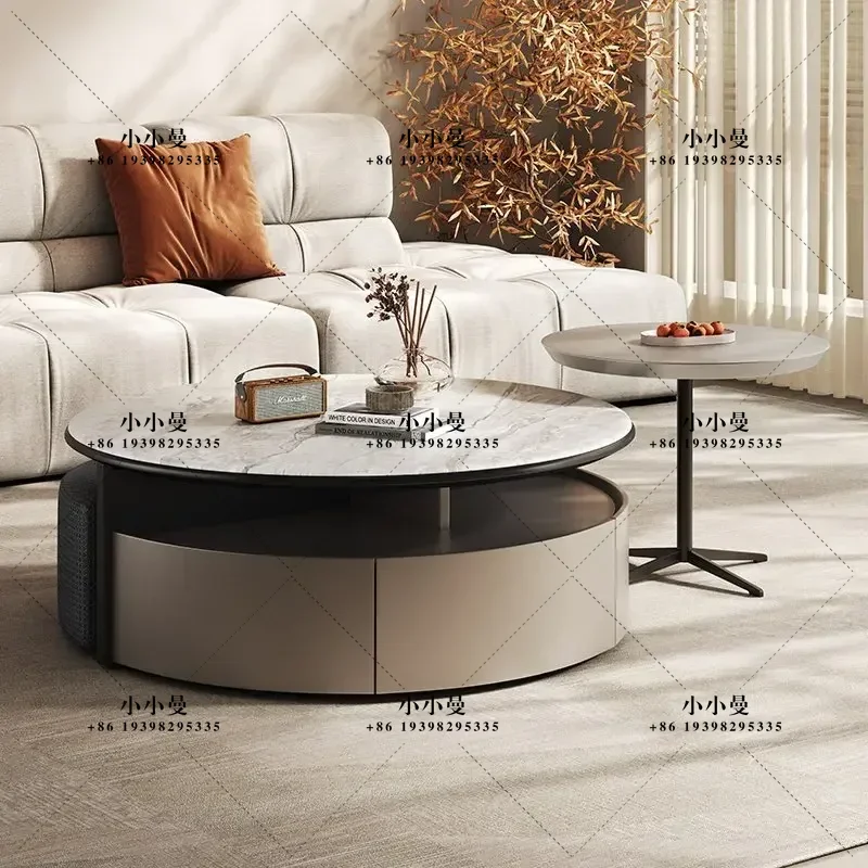Italian minimalist technology stone small apartment large storage TV cabinet coffee table combination