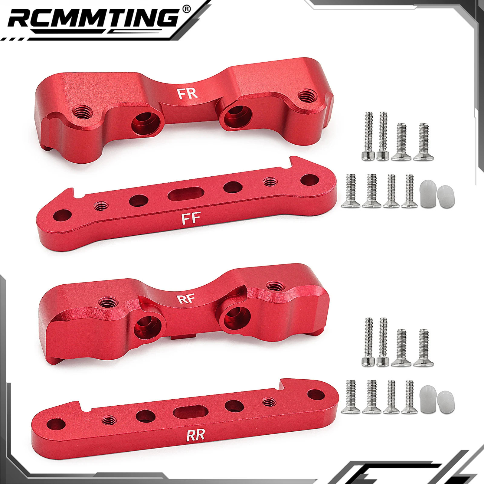 RCMMTING-Juego de actualización de montaje de brazo inferior de Metal para ARRMA 1/5 Kraton Outcast 8S, soporte de brazo inferior de suspensión delantera/trasera de aleación de aluminio