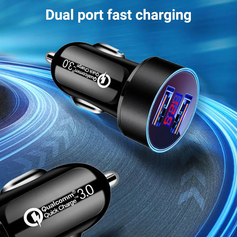 66W PD QC3.0 Dual Port Car Charger with Digital Display