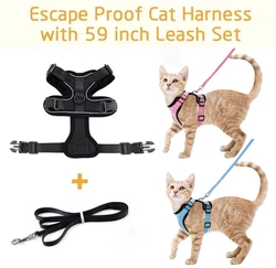 ZFUN Cat Harness and Leash for Walking, Escape Proof Soft Adjustable Vest Harnesses for Cats,Breathable Reflective Strips Jacket