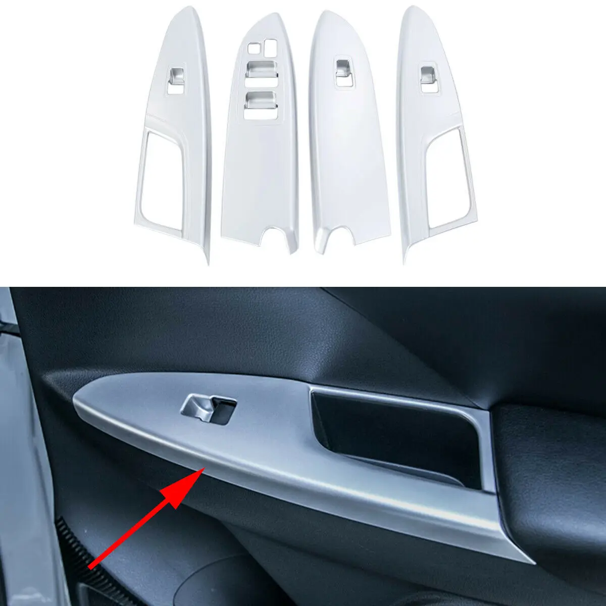 For Mitsubishi Eclipse Cross 2018 2019 2020 2021 Car Chrome Door Armrest Switch Control Panel Cover Trim Accessories
