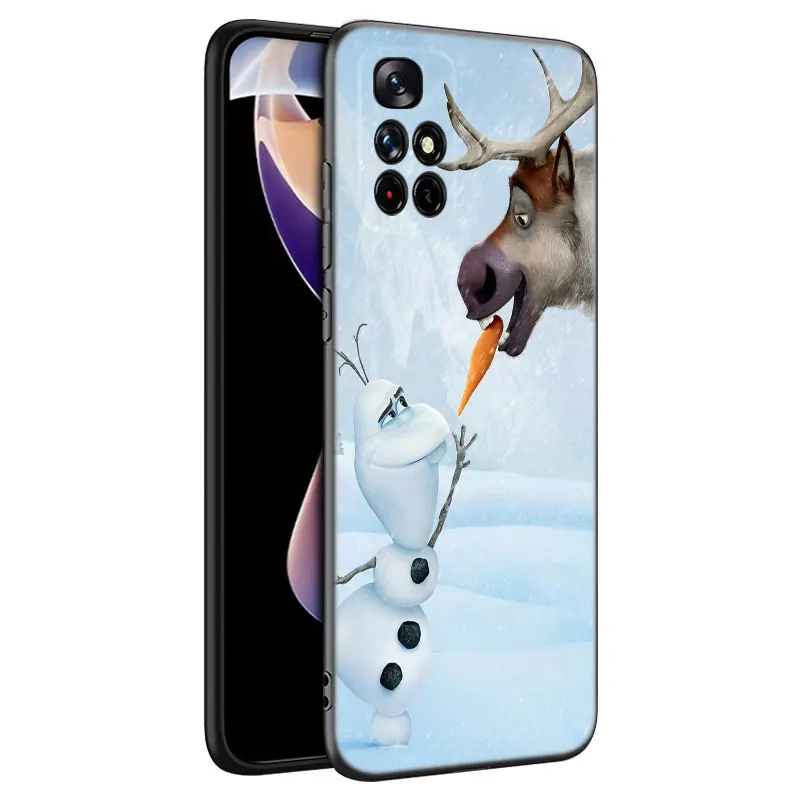 Princess Elsa Anna Olaf Black Silicone Phone Case For Xiaomi Redmi Note 9 10 11 11S 11T 12 13 Pro 5G Plus 9S 10S 12S