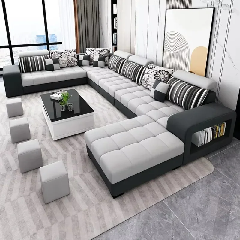 Modern multifunctional fabric combination sofa set Nanotechnology small apartment simple living room sponge