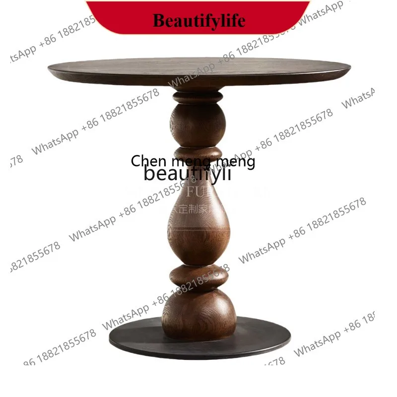 z183 American retro solid wood, casual negotiation side table, business meeting reception table, household round dining table