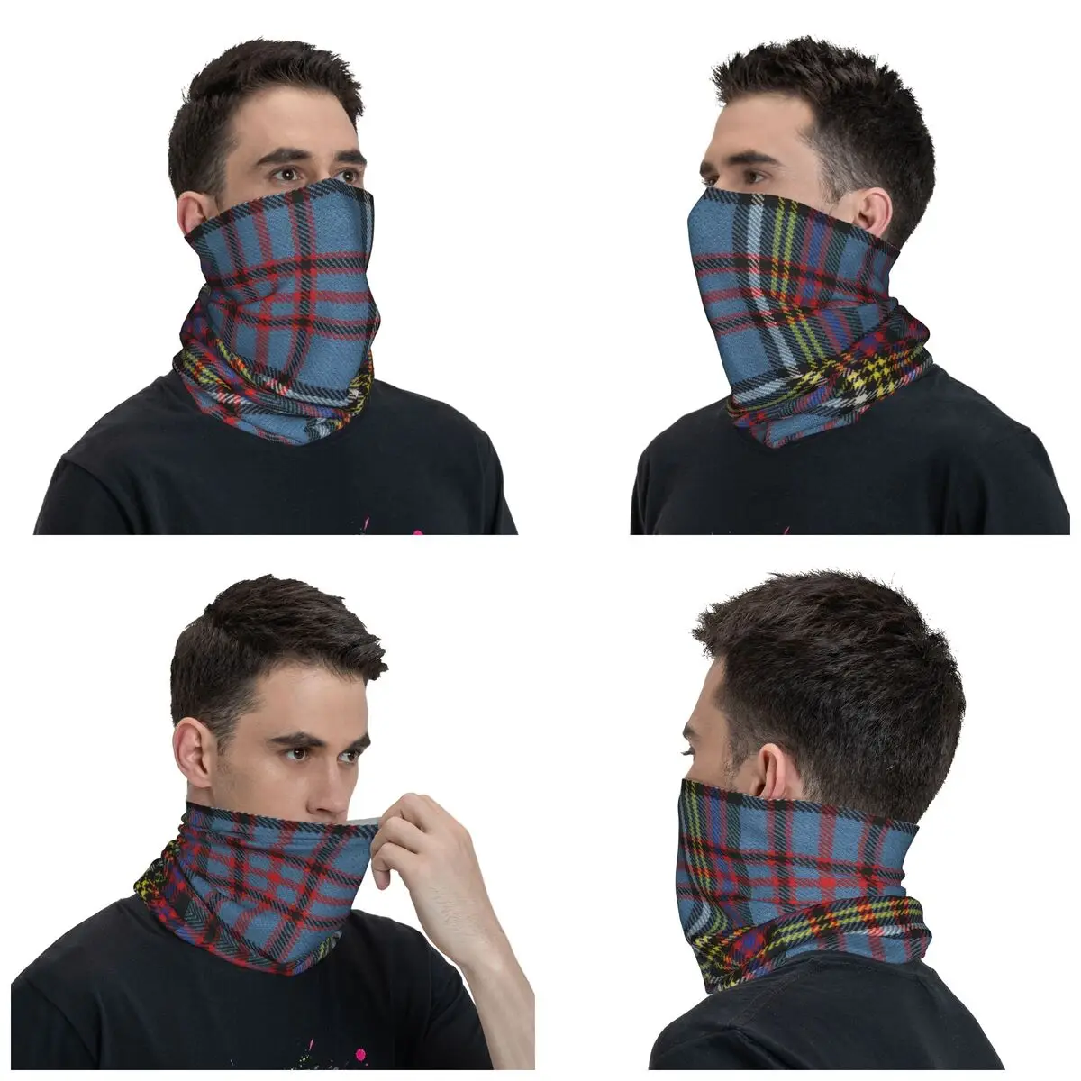 Modern Fashion Tartan Plaid Neck Gaiter Women Men UV Protection Winter Geometric Gingham Bandana Scarf for Cycling