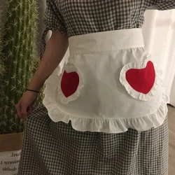 Lovely Lolita Maid Apron, Pure Cotton Lace Princess Skirt, Half Waist Apron, Restaurant Coffee Shop Overalls