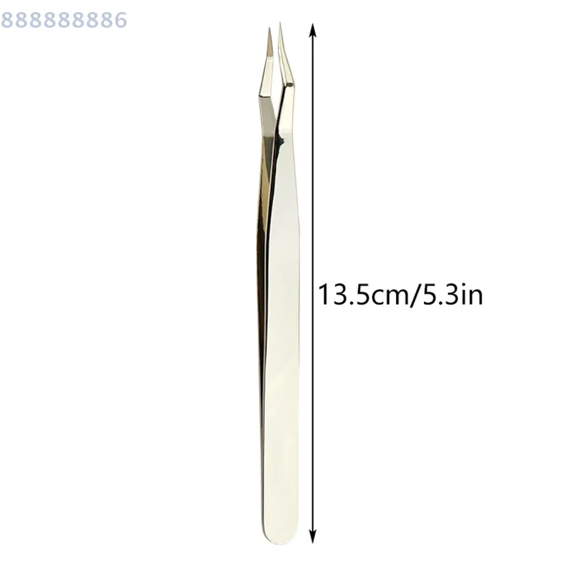 Anti-Slip Stainless Steel Lash Extension Tweezers Curved Tip Straight High Precision for Nail Art Makeup Beauty Tools