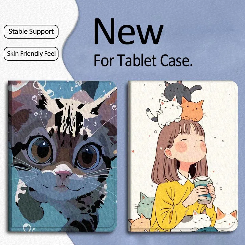 

Cartoon Art Cat Girl Popular Gift For Xiaomi Mi Pad Mini 4 5 6 7 SE Pro Plus Redmi Pad 2 SE 2025 8.8 11 Foldable Tablet Case