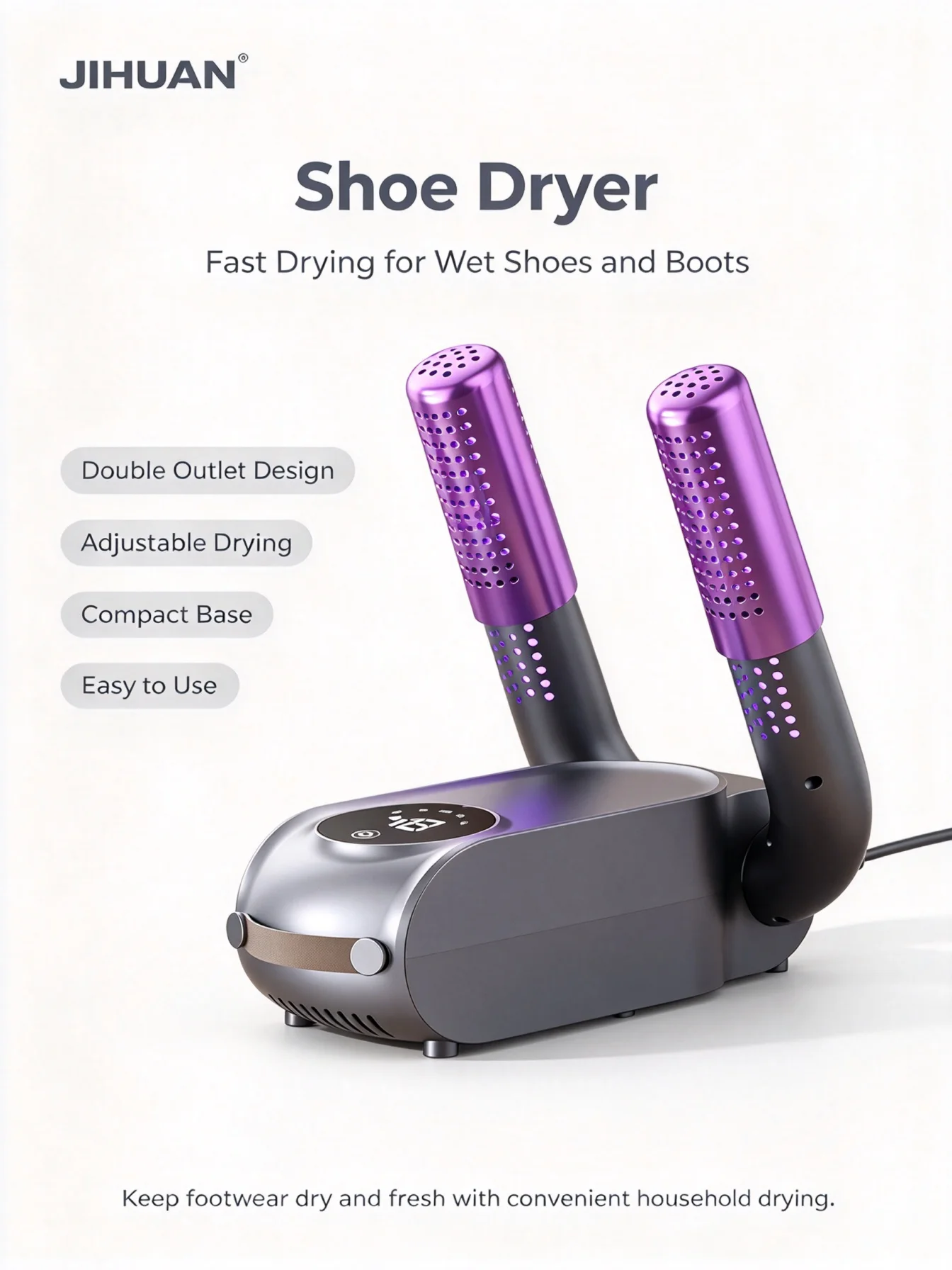 JIHUAN Telescopic Shoe Dryer, Household Smart Touch Screen Timing Foldable Shoe Warmer Drying Machine