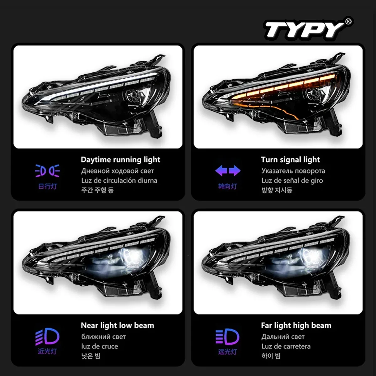 

TYPY New LED Head Lamp Upgrade Modified For Toyota GT86/BRZ RGB Headlight 2012-2020 Dynamic Signal Head Lamp Auto Accessories