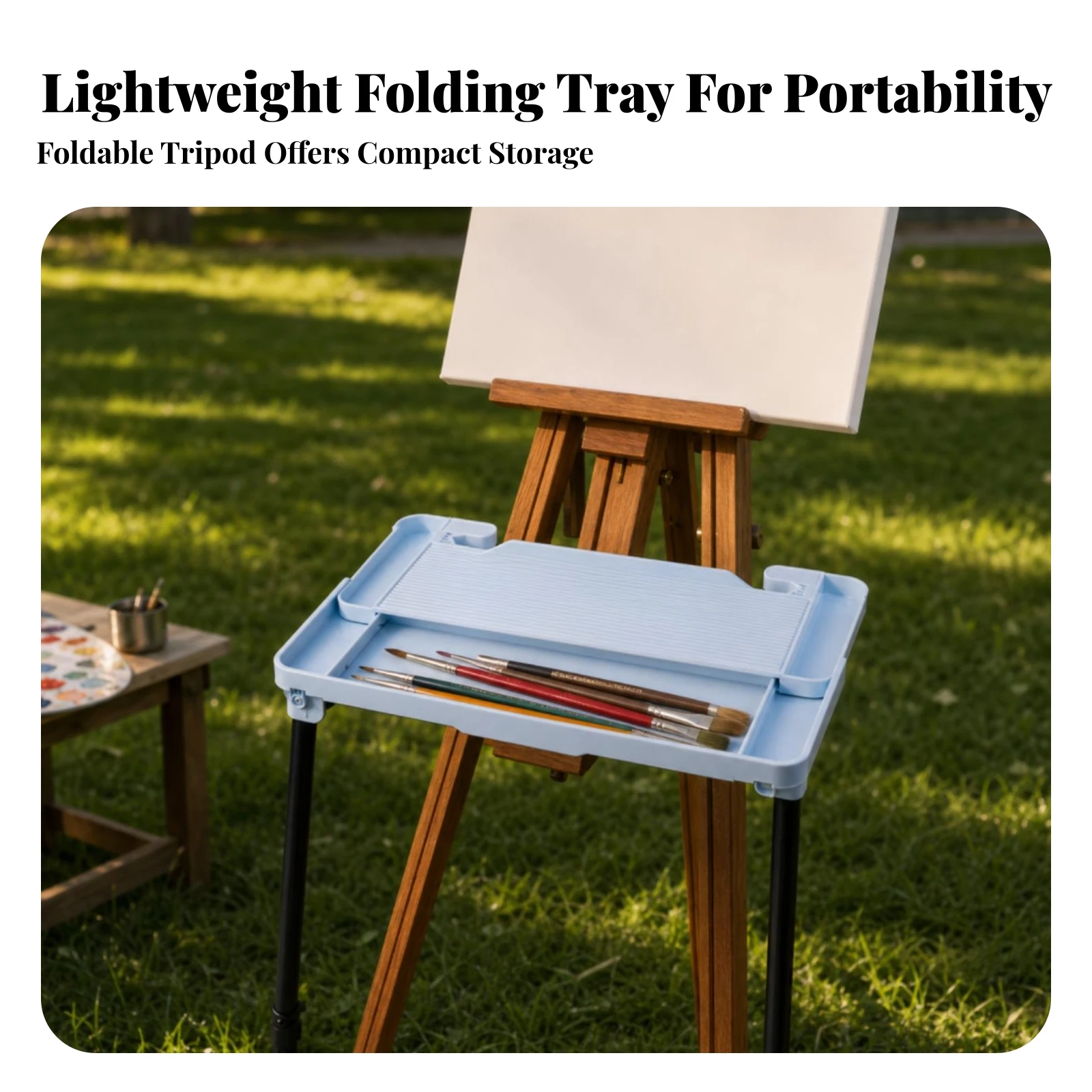 Foldable Easel Tray Collapsible Art Easel Tray Adjustable Space-Saving for Artists, Plein Air, Sketching