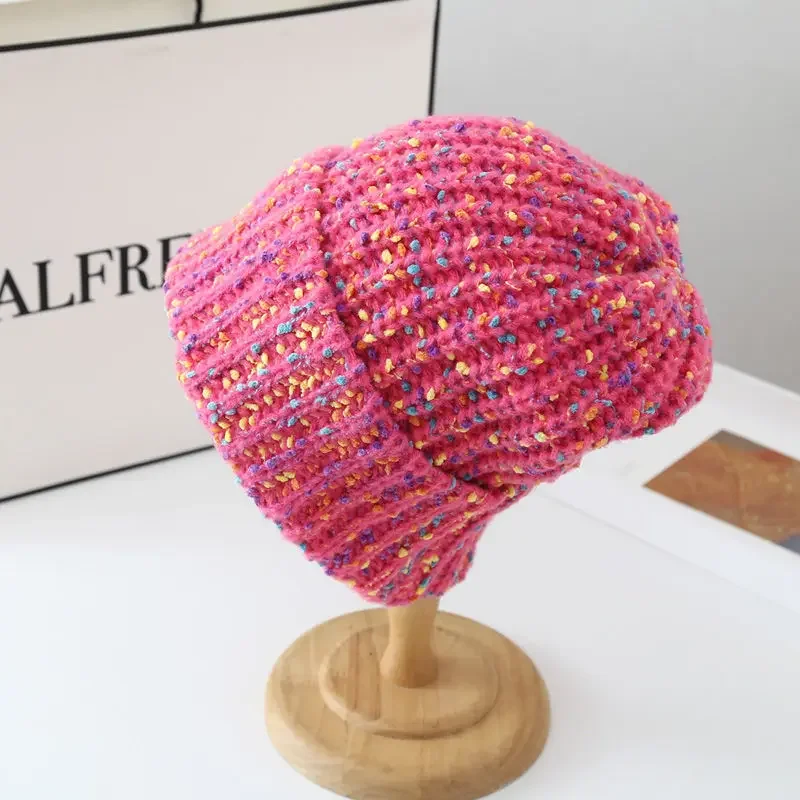 1 szt. Damska czapka beanie na jesień i zimę, ciepła, tęczowa, kolorowa, mieszana czapka typu skull cap, outdoorowa, codzienna, ciepła czapka skullies.