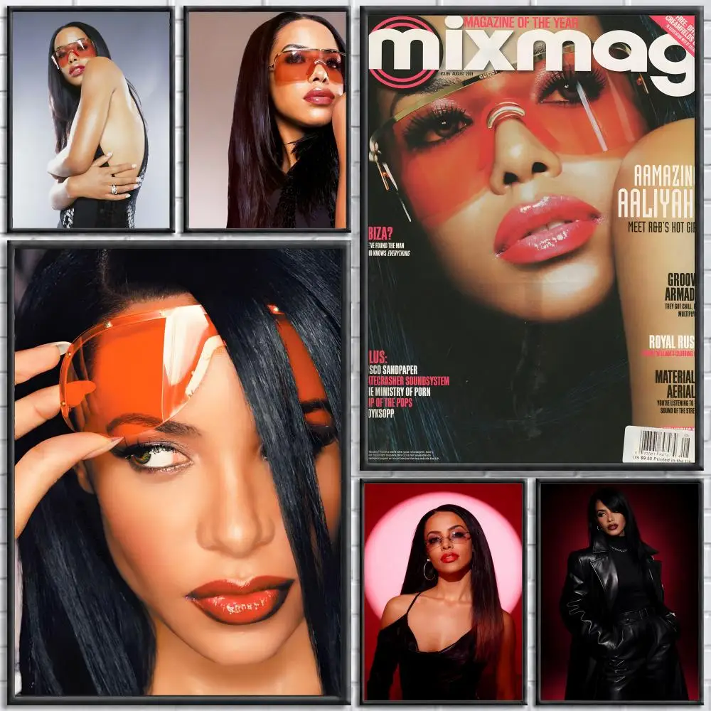 Singer Aaliyah Poster Poster Wall Sticker Waterproof Self Adhesive HD Art  Bedroom Bar Decor