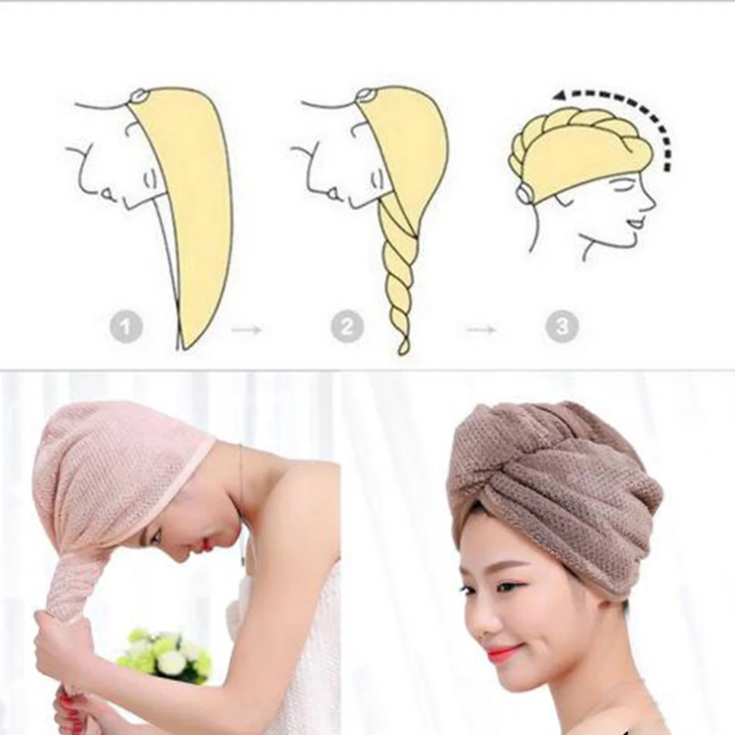 Quick Dry Towel New Quick Dry Head Shower Cap Towel Hair Wrap Soft Microfibre Bath Turban Magic Shower Cap Lady Turban Head Wrap