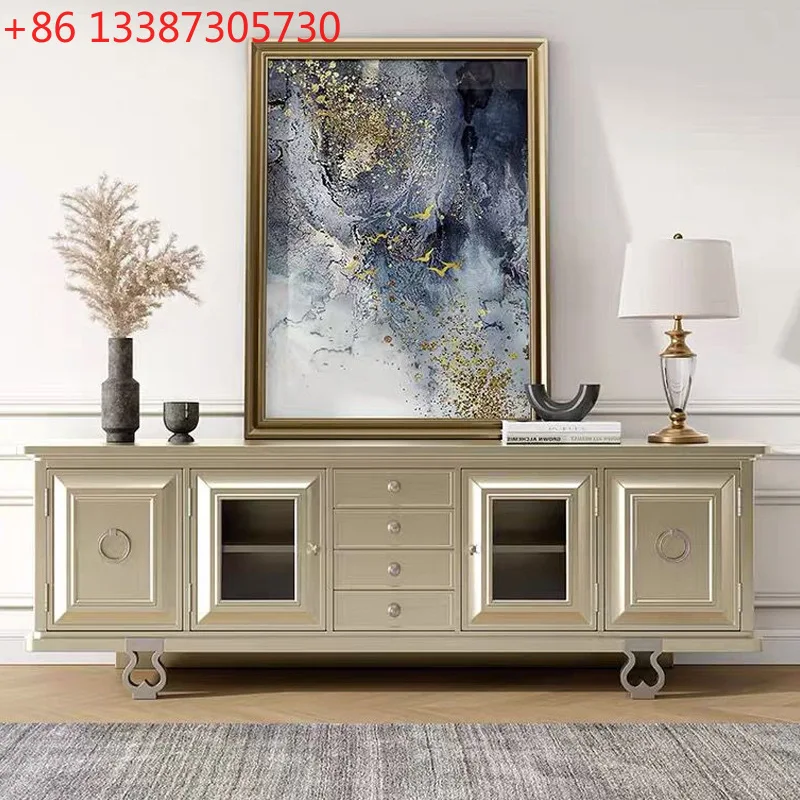 

American light luxury high-end TV cabinet European household solid wood storage locker