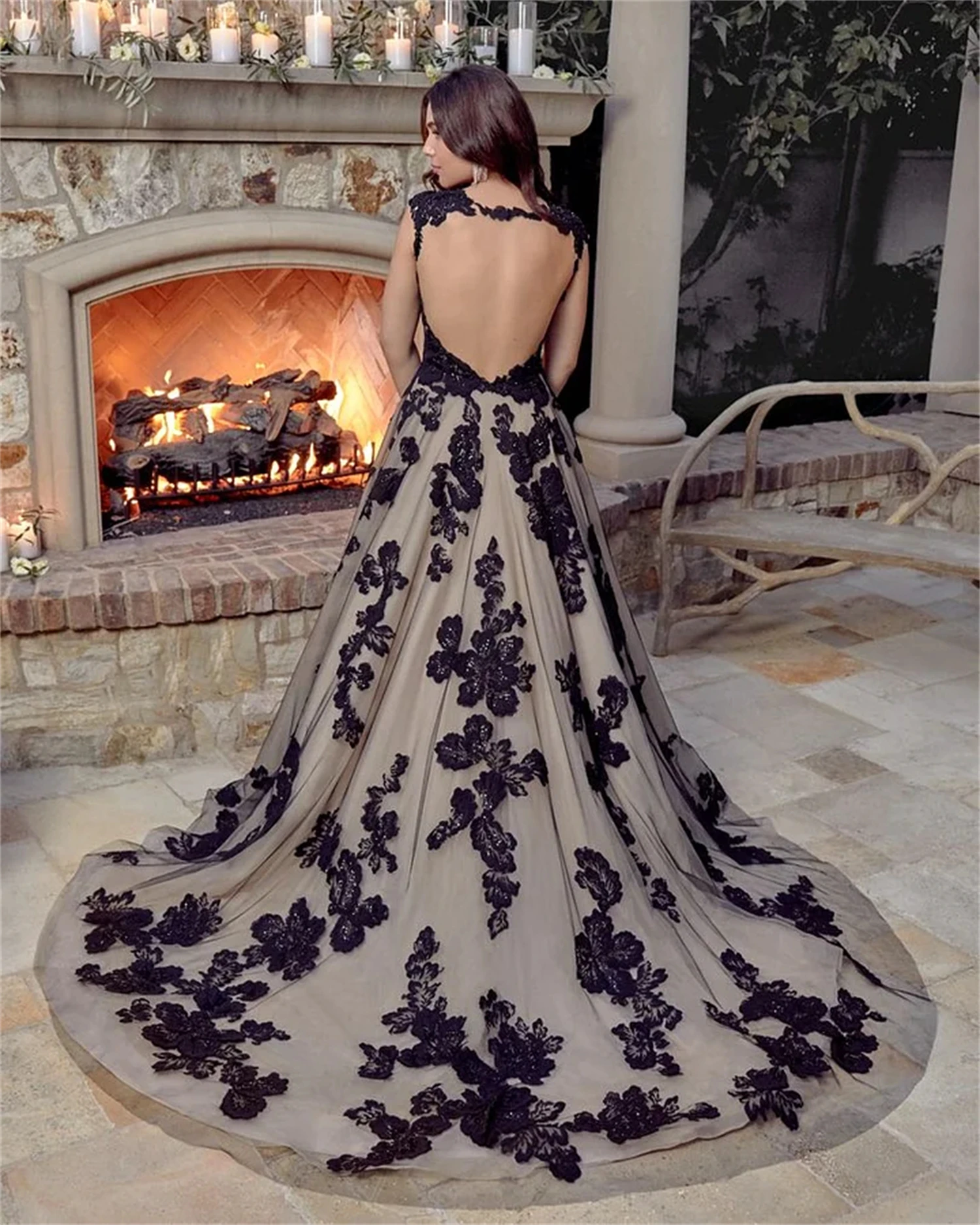 Black Decal Long Dresses for Prom Elegant Party Dress for Women 2024 V Collar Elegant Customized Pretty Women's Dresses A-Line