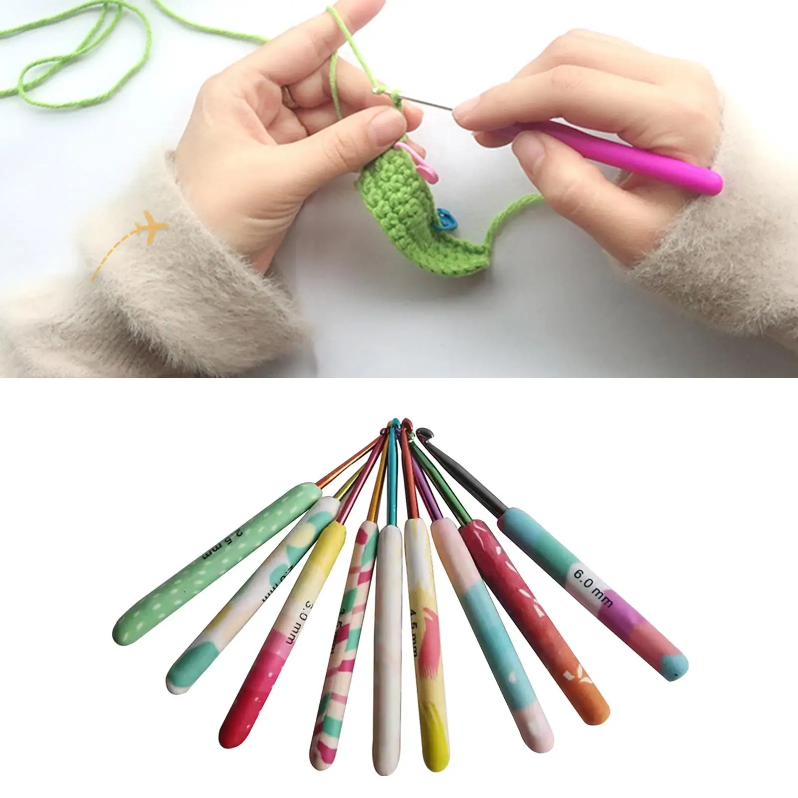 

Crochet Hooks Set 9 Sizes Multicolor Aluminum Handle Knitting DIY