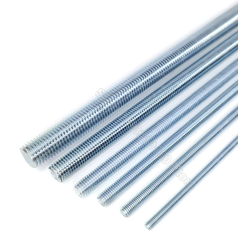 1-20Pcs M3 M4 M5 M6 Zinc Plated Full Threaded Rod Fully Metric Thread Rods Bar Screw Galvanized Bolt Stud Tooth Stick L 12-250mm